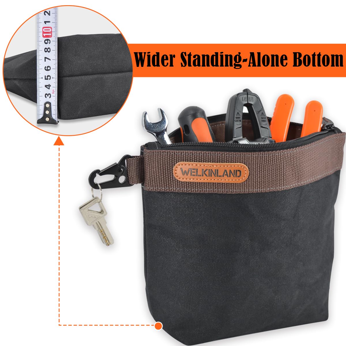 WELKINLAND Lot de 4 pochettes à outils en toile cirée, 25,4 cm avec fermeture éclair