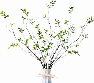 5 Pcs Realistic Artificial Ficus Branches, 37.4 Inches Bendable Faux Greenery for Tall Vases, No Maintenance Fake Plants for Home Office Wedding Table Decor (Green)