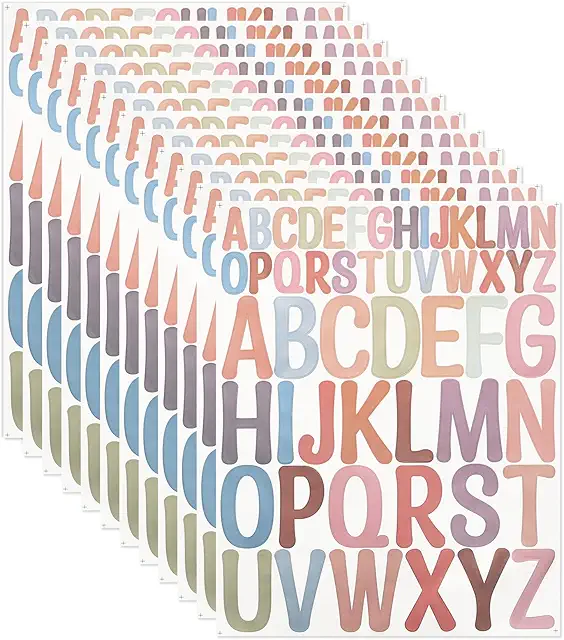Stickers Prénom Alphabet Vinyle Coloré – 520 Lettres Autocollantes 2 Tailles