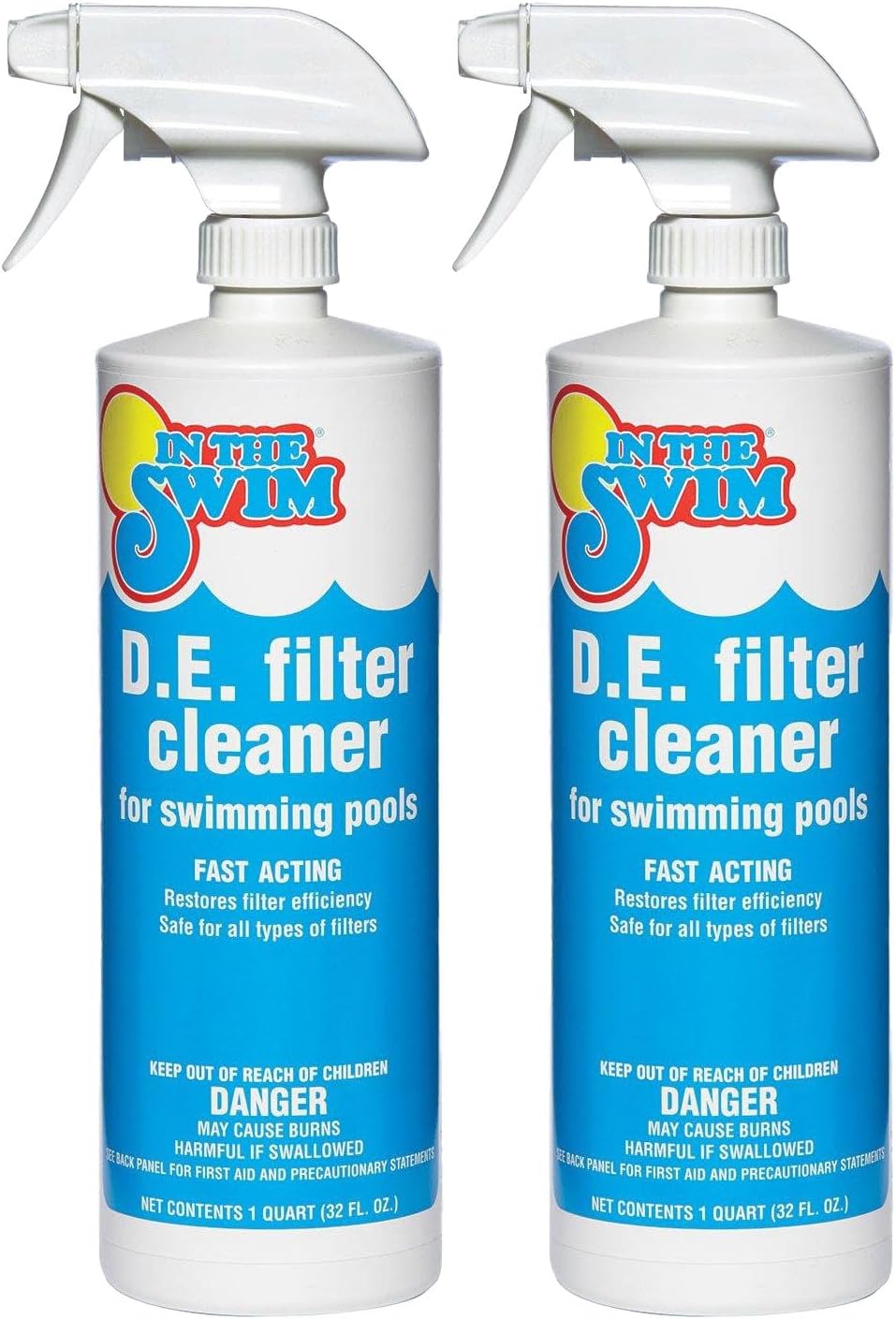 In The Swim DE Filter Cleaner - Removes Oil and Grease from Your Filter Element - 1 Quart - 2 Pack