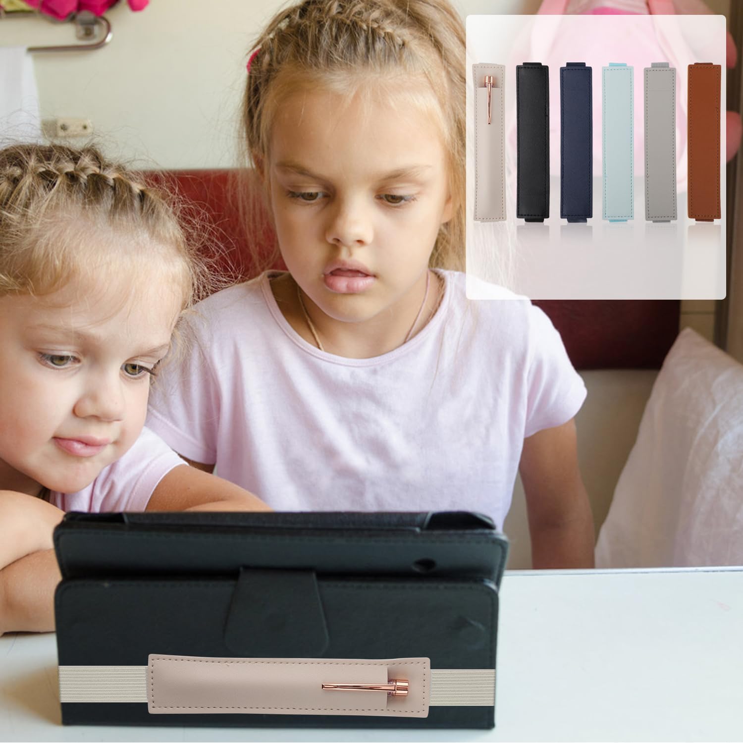 KINBOM 6 Pièces Porte Stylo à Bande Élastique Réglable, Stylo à Manche en Cuir Pouche de Stylo Porte-Crayon pour Journal Porte-Stylo à Bande Élastique pour Cahier Classeurs et Livres (6 Couleurs)