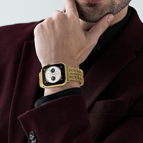 Miniatura 8 de Gold Watch Bands for Women Compatible with Apple Watch Band 38mm 40mm 41mm 42mm 44mm 45mm 46mm 49mm Adjustable Metal Band Cowboy Steel Chain