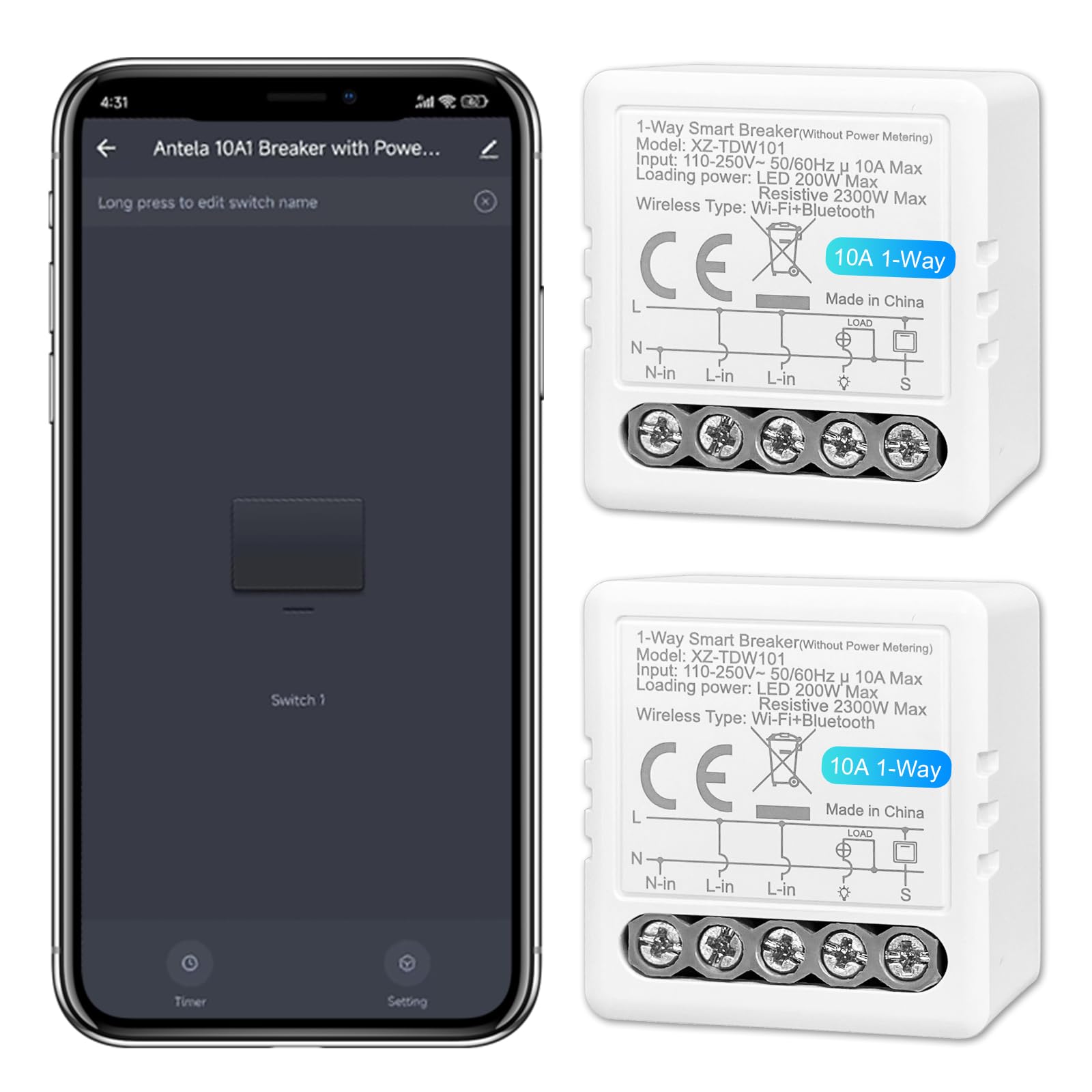 ANTELA Smart Relais Schalter WLAN und Bluetooth