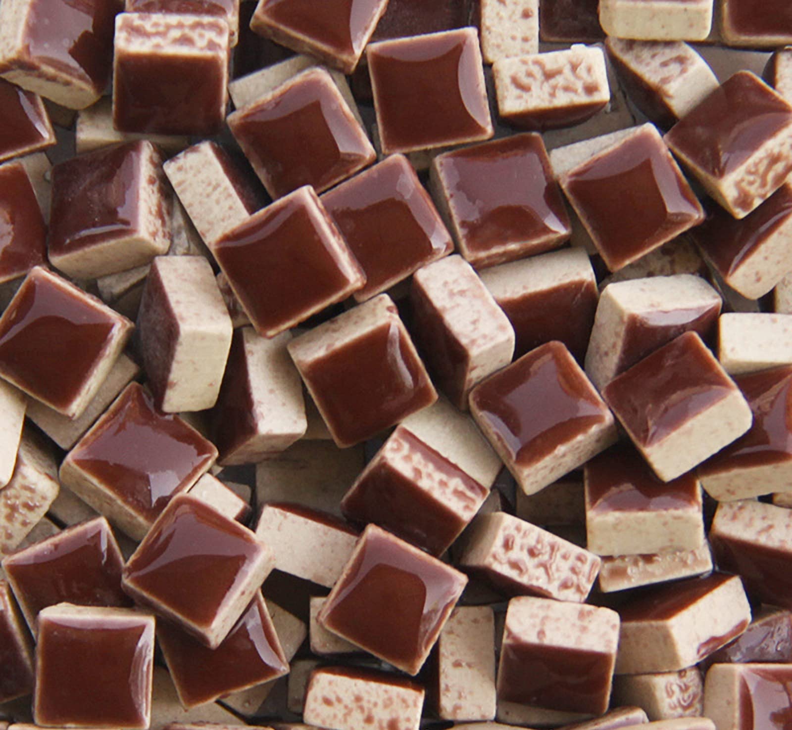 PINUO&KE 200 Pieces / 200 g Square Shapes 1x1 cm Square Ceramic Mosaic Mosaic Tiles for Crafts, Colorful Stained Glass Pieces for Mosaic Projects - Dark Brown