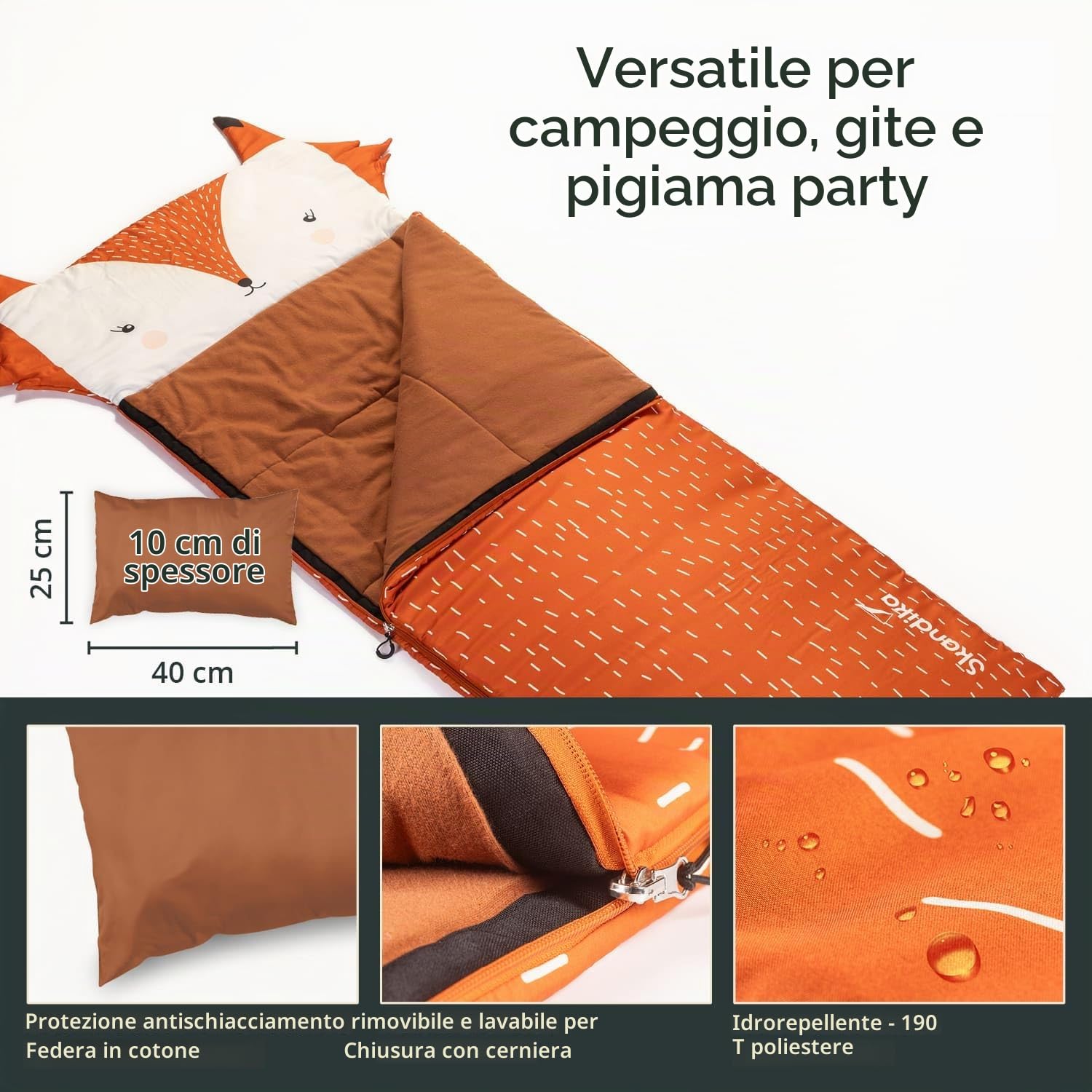 Skandika Sacco a pelo per bambini Soti | fino a 150 cm, in cotone, lavabile in lavatrice, con morbido cuscino