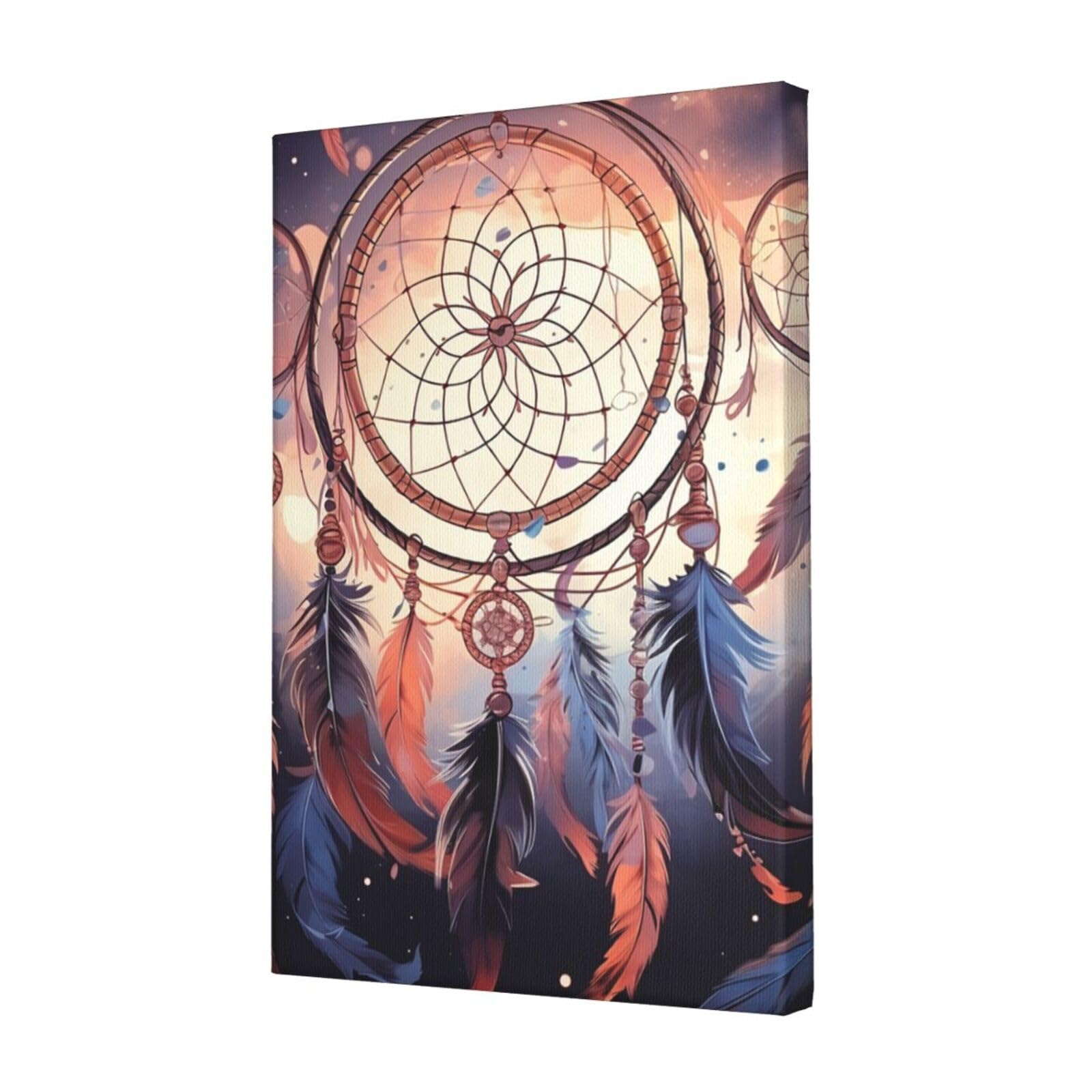 KLOPH Native American Dream Catcher Canvas Wall Art for Living Room 12"x18" Modern Artwork Painting for Bathroom Hanging Canvas Prints Aesthetic Wallart for Bedroom Kitchen Office Wall Decor