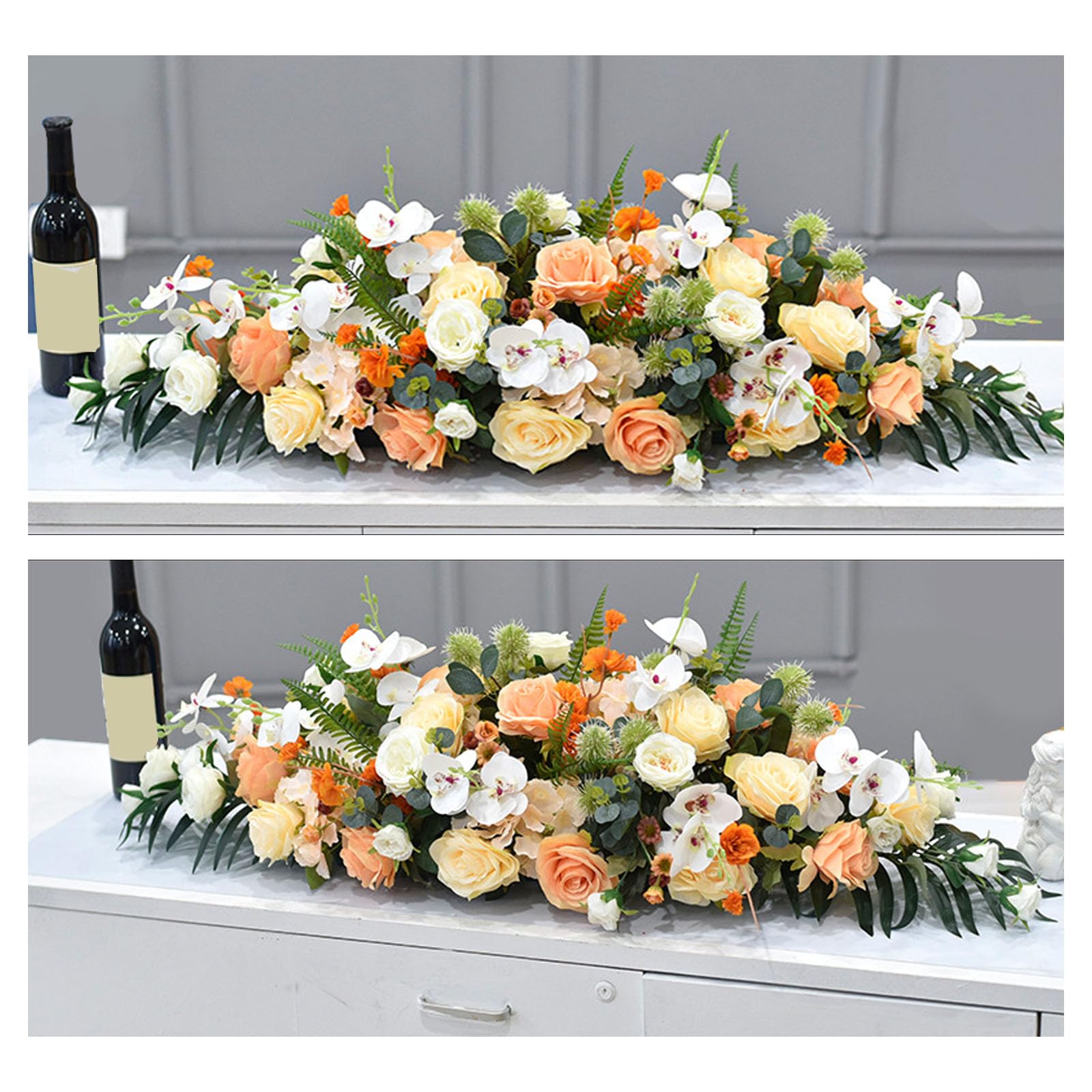 Office Lobby Floral, Corporate Meeting Table Decor, Business Event Arrangement, Stylish Faux Floral Decoration For Office Venues, Corporate Meeting(Size:100×40×20cm (39.37×15.75×7.87in),Color:F-2 Pcs)