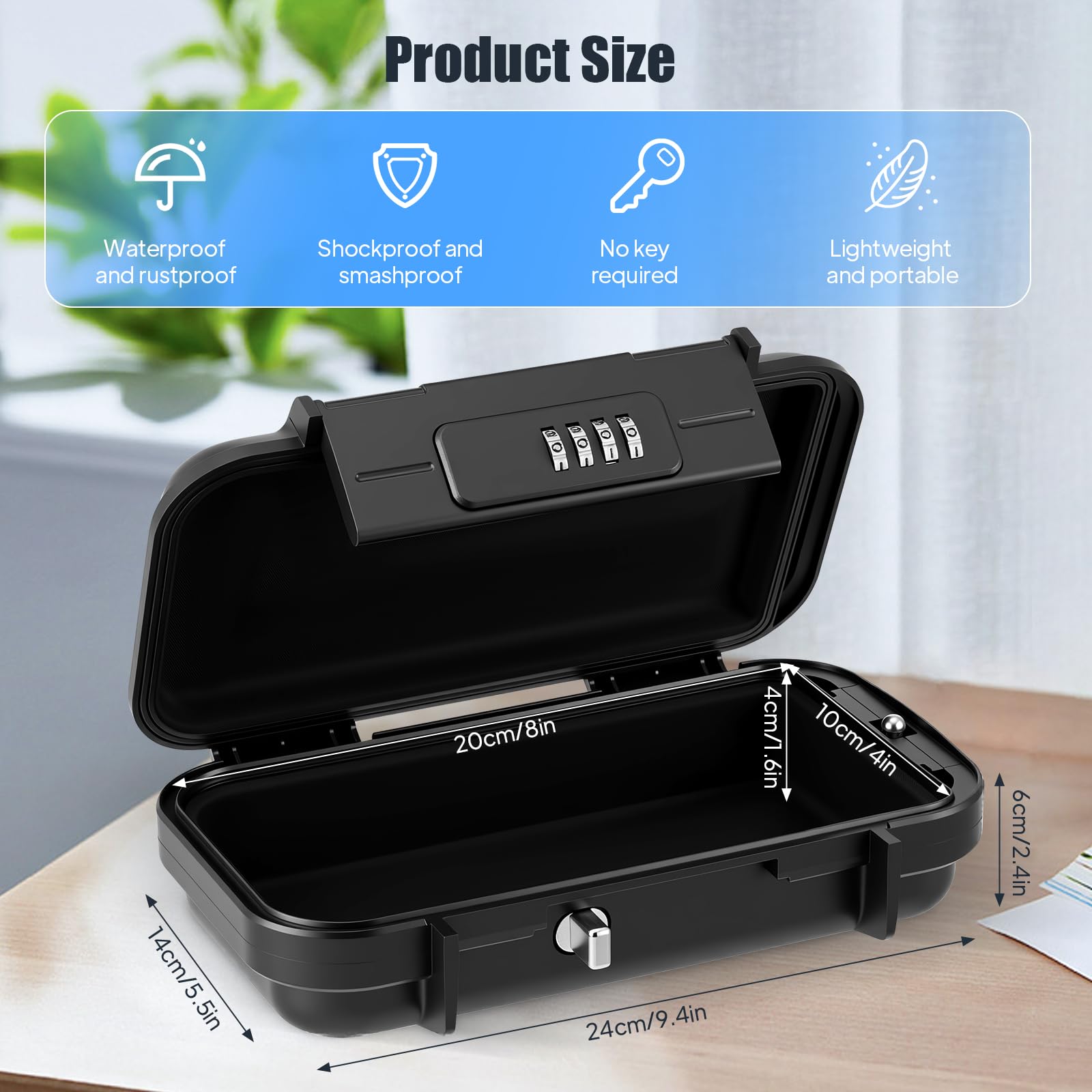 Cassaforte portatile con codice, scatola di sicurezza, impermeabile, antifurto, mini lucchetto a combinazione con serratura a combinazione per i vostri oggetti di valore, cassaforte da spiaggia per