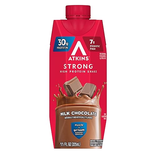 Miniatura 5 de Atkins Strong High Protein Shake, Milk Chocolate Flavored, 30g Protein, Low Carb and Low Sugar Shake, Keto Friendly, Gluten Free Ready to Drink