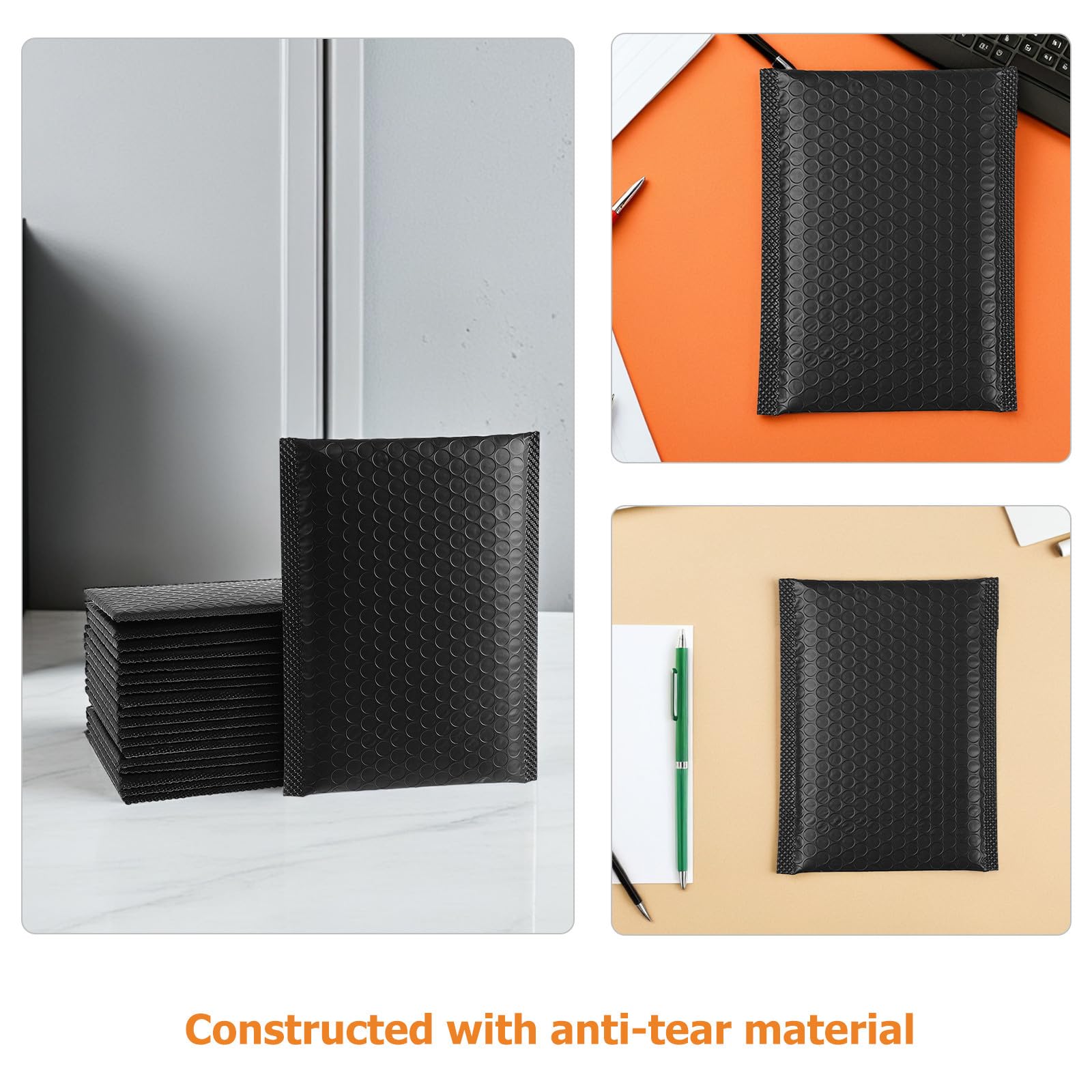 NUOBESTY Lot de 50 enveloppes noires d'expédition : sacs d'emballage 9 x 7 pouces pour petites entreprises - Petites enveloppes pour bijoux à expédier - d'expédition pour les fêtes