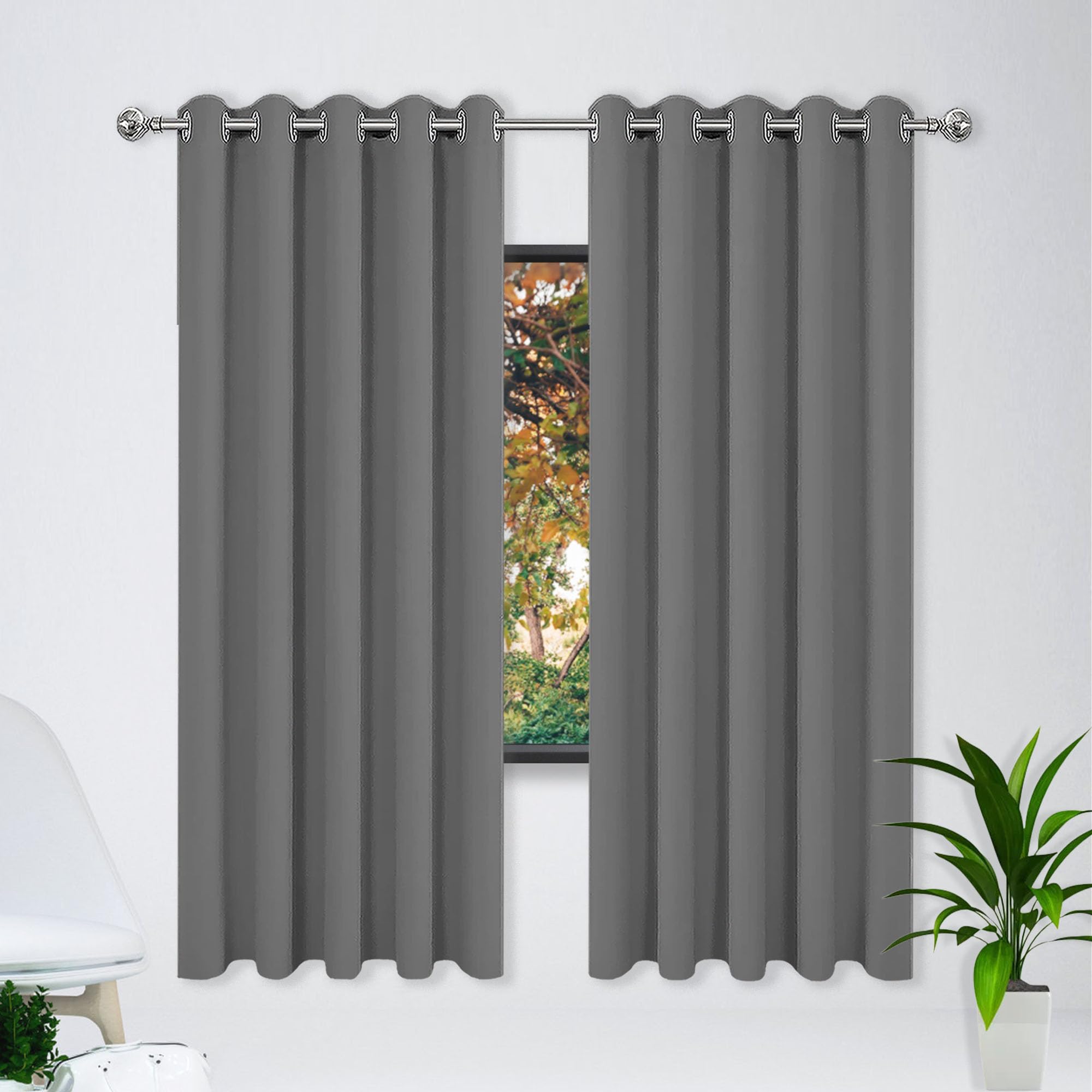Rideau occultant thermique anti froid et chaleur gris foncé 420x145 cm doux pour chambre