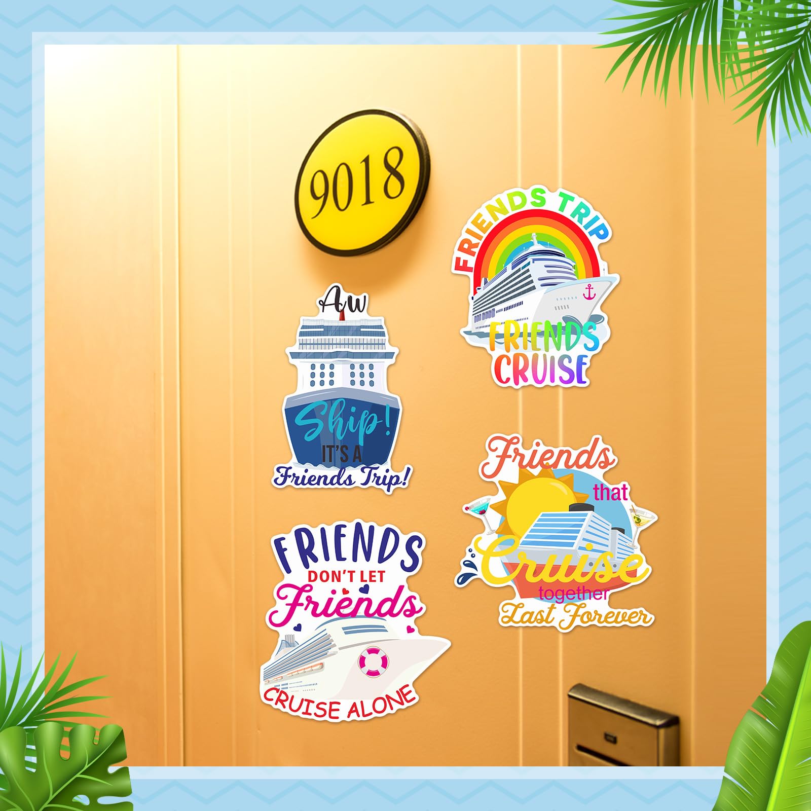 Snapklik.com : 4 Pcs Friends Cruise Door Decorations Magnetic Large