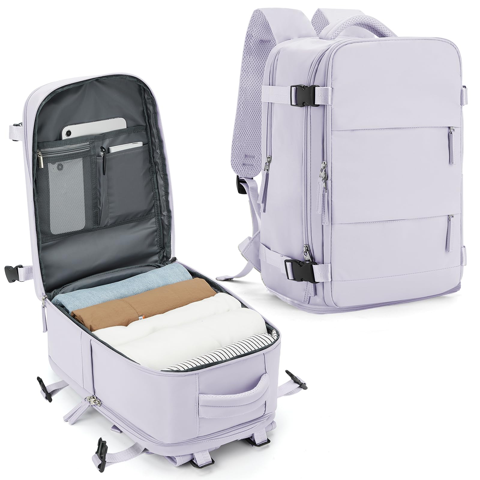 SZLX Zaino Ryanair 40x30x20 Sottovuoto con Pompa Zaino Ryanair 40x20x25 Donna Zaino da Viaggio Wizzair Bagaglio a Mano Uomo per Laptop da 14 Pollici Borse da Cabina 45x36x20 Easyjet con Porta Scarpe