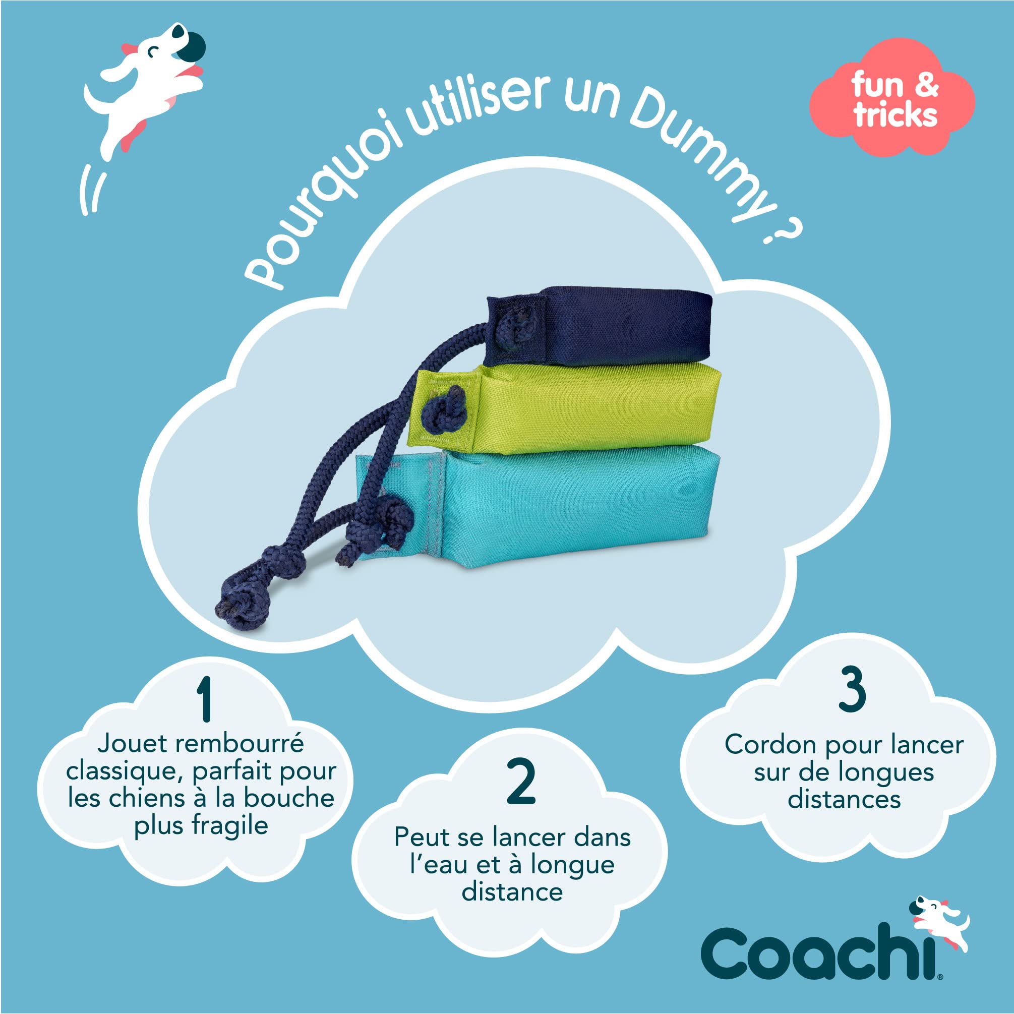 Canvas Training Dummy Coachi, Flotte, à Lancer, Classique des Jouets à rapporter, Dressage de Chiots et Chiens de Chasse. Accessoire pour Petits Chiens et Chiots.