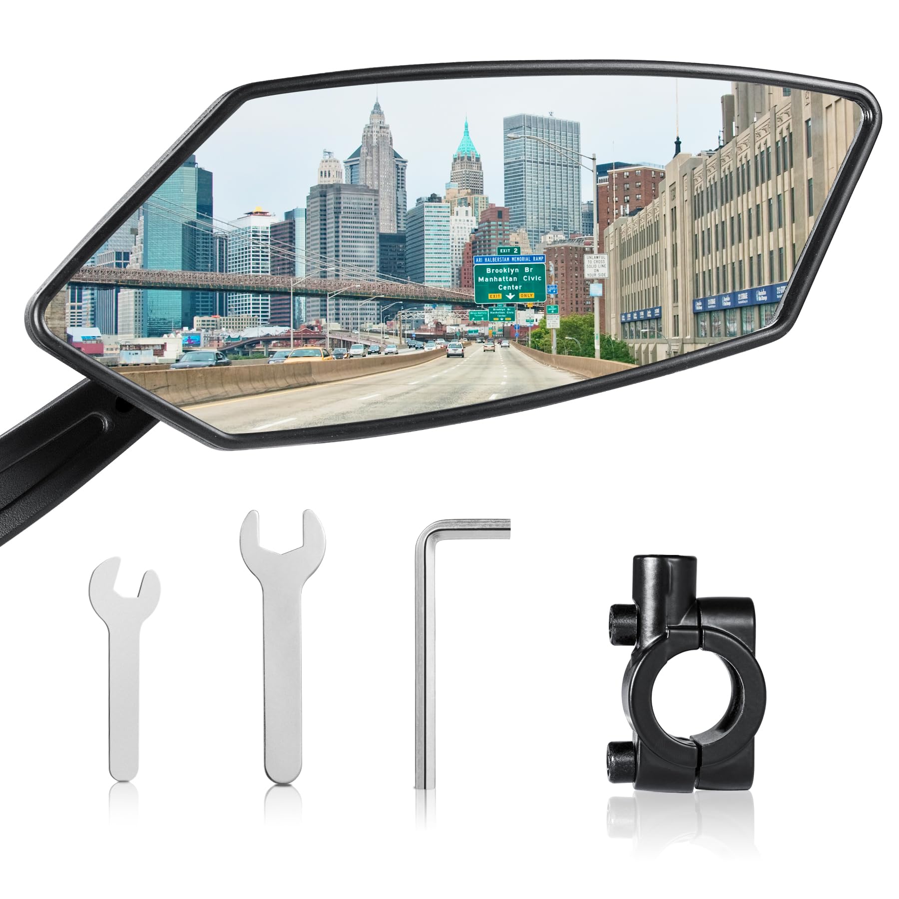 Bike Mirror Handlebar Mount 360° Adjustable 2pcs, Accessories Bike Side Mirror, E Bike Mirrors for Handlebars, Scooter Mirrors for Handlebars with Scratch Resistant Glass, E Bike Rear View Mirror