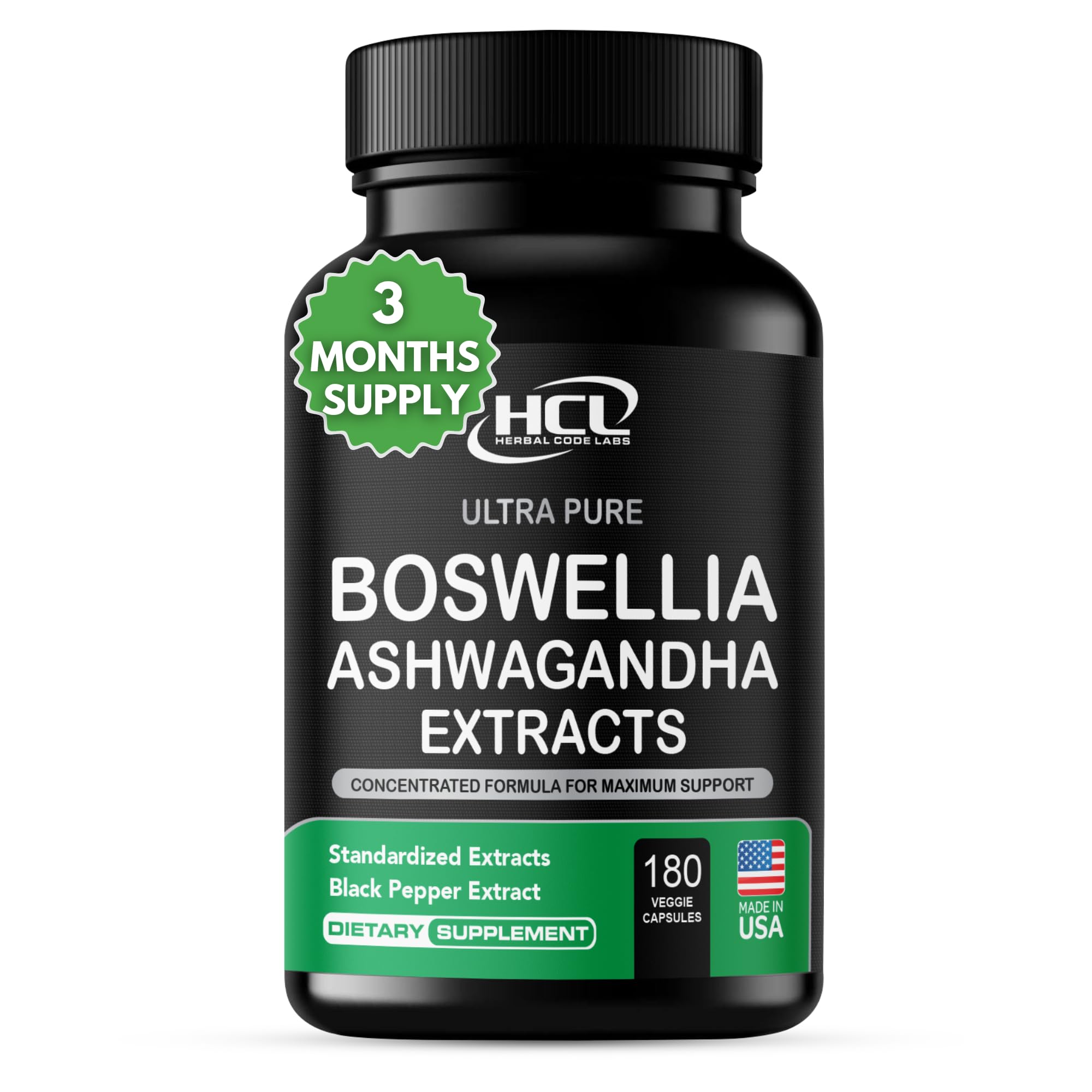 Boswellia Extract and Ashwagandha Capsules 2000 mg - Strong Natural Support Pills 3 Month Supply - Consentrated Boswellia Serrata 65% Boswellic Acid with Ashwagandha Powder Supplement