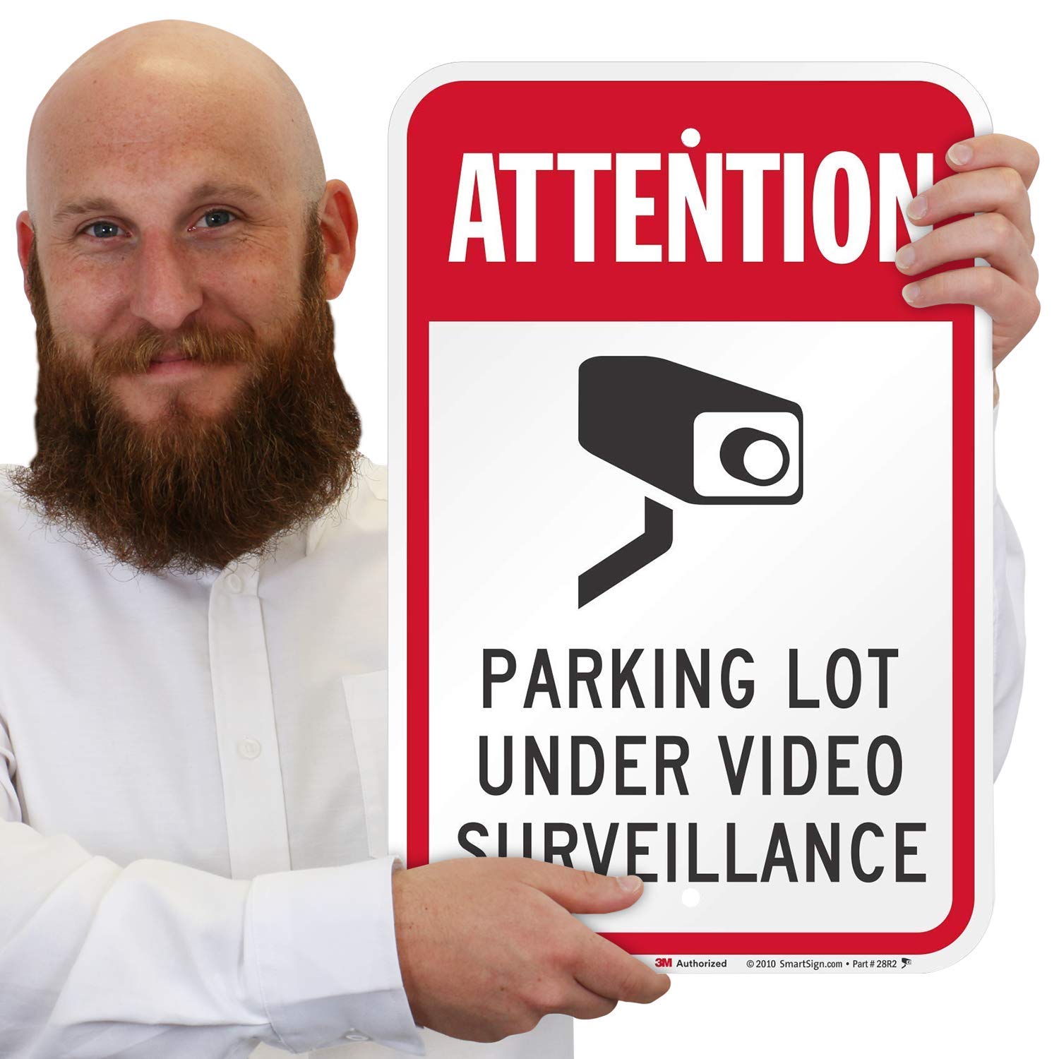 SmartSign Panneau avec inscription « Attention – Parking Lot Under Video Surveillance » 30,5 x 45,7 cm Aluminium réfléchissant haute intensité 3 m