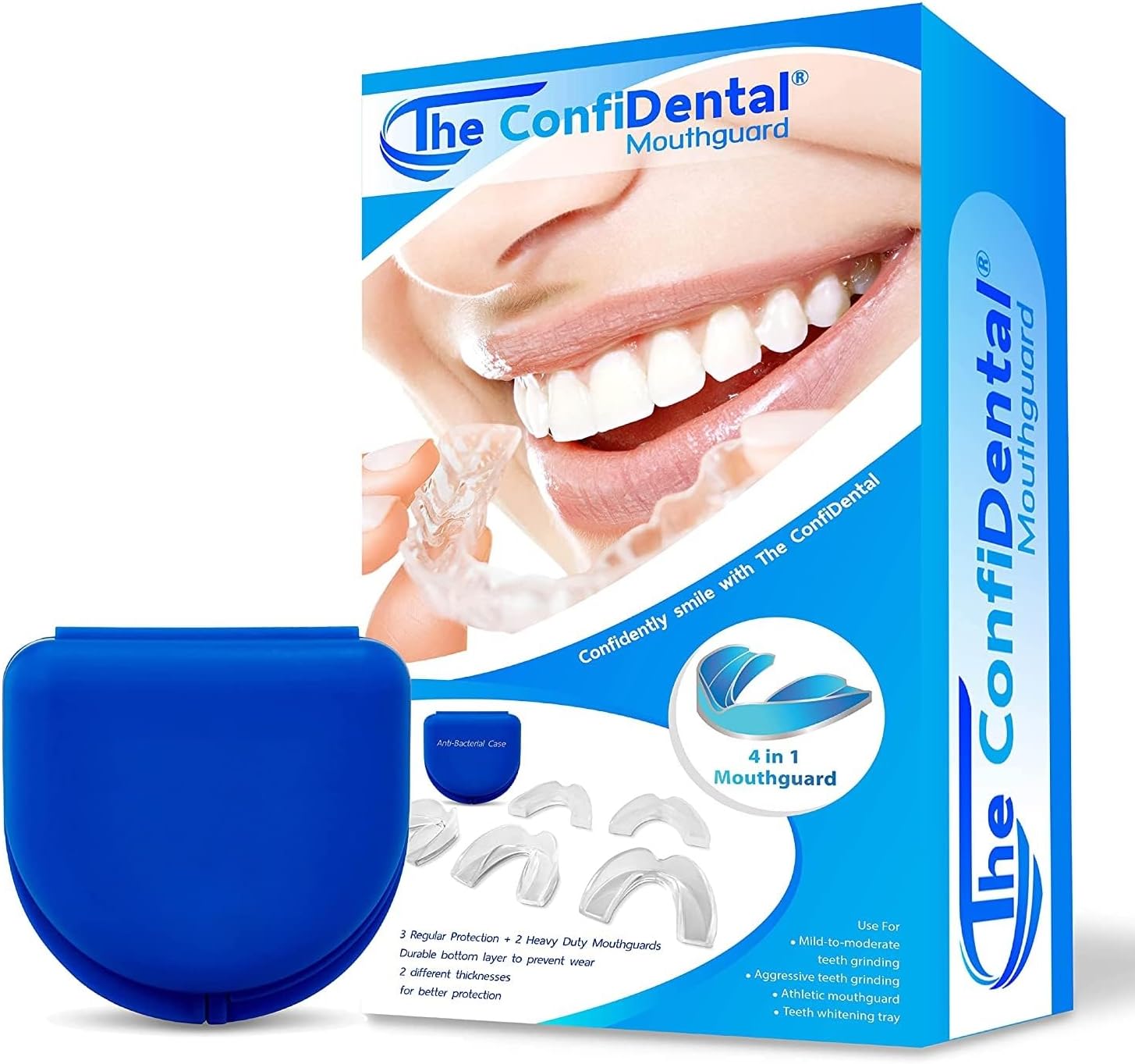 Pack Of 5 Moldable Mouth Guard For Teeth Grinding Clenching Bruxism, Sport Athletic, Whitening Tray, Including 3 Regular And 2 Heavy Duty Guard (3 (Lll) Regular 2 (Ii) Heavy Duty)