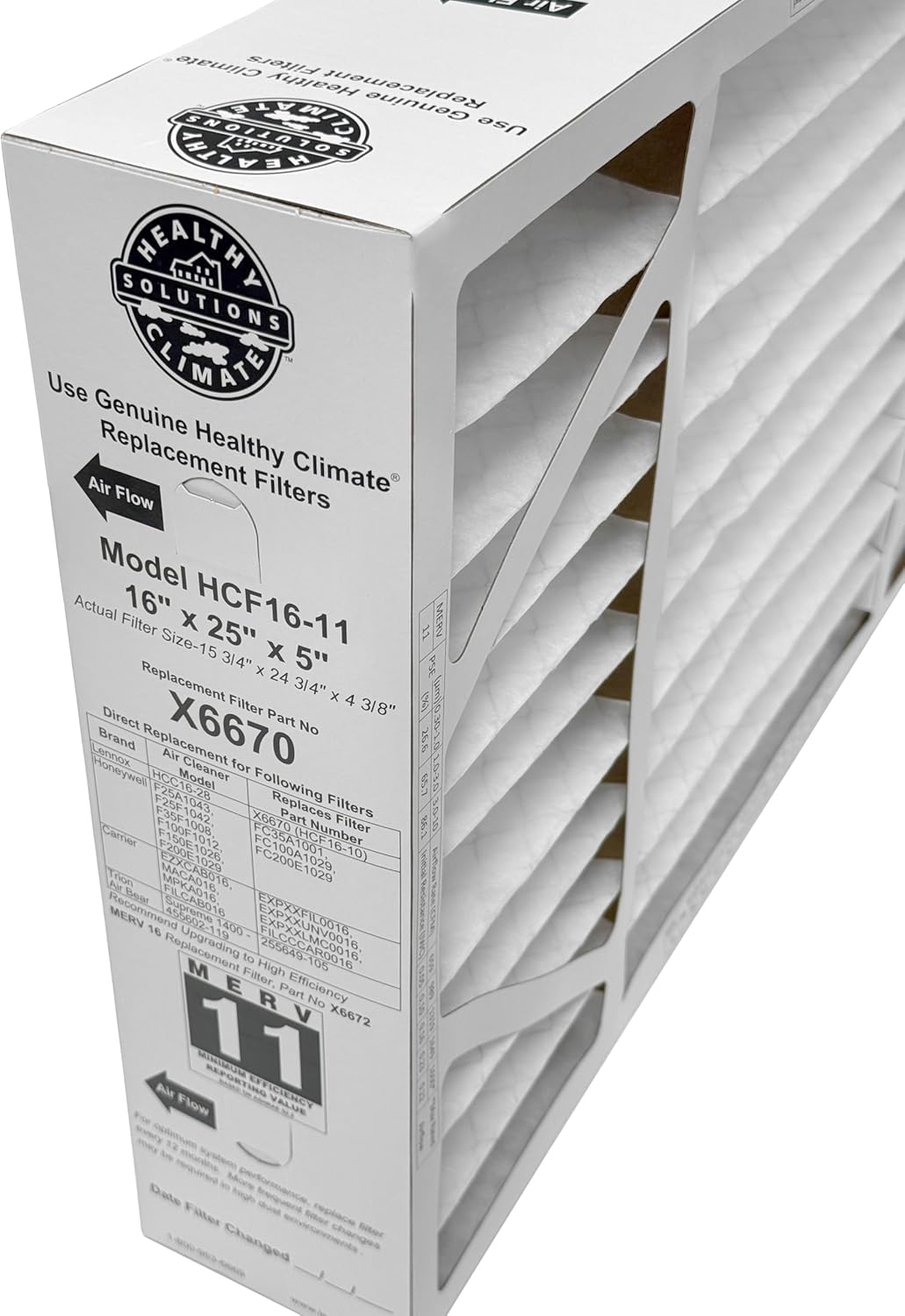 Lennox Healthy Climate X6670-16" x 25" x 5" Healthy Climate HCF16-11 MERV 11 Filter Bundle with Same Day Supply Filter Change Reminder Magnet (1 Pack)
