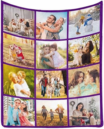 MyPupSocks Manta de fotos personalizada, manta familiar personalizada con collage de 12 fotos para niños, hija, hijo, manta personalizada con fotos