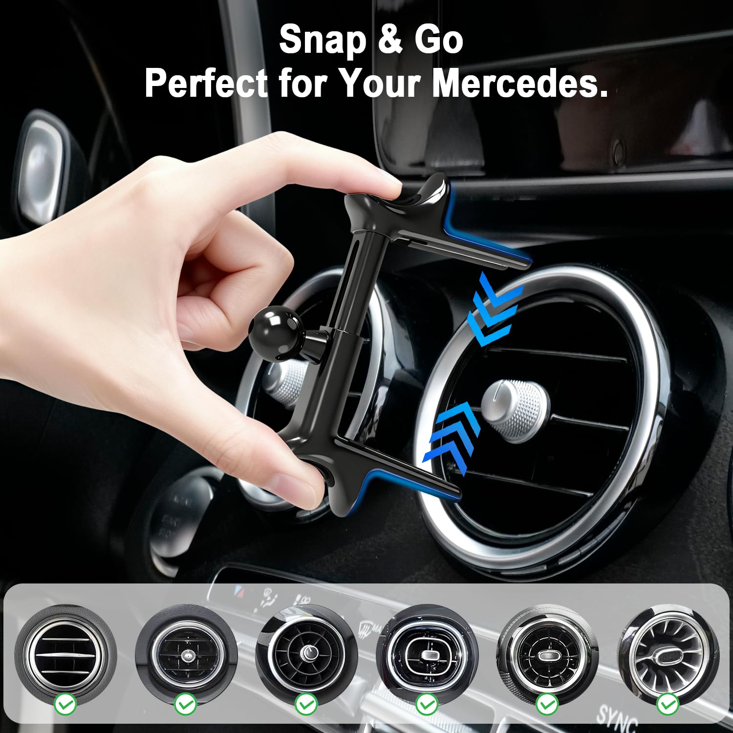 MagSafe Car Mount for Mercedes-Benz, Round Air Intake Holder with Powerful Magnet, Compatible with A/B/C/E, GLA/GLB/GLC and Sprinter, Mercedes-Benz Accessory