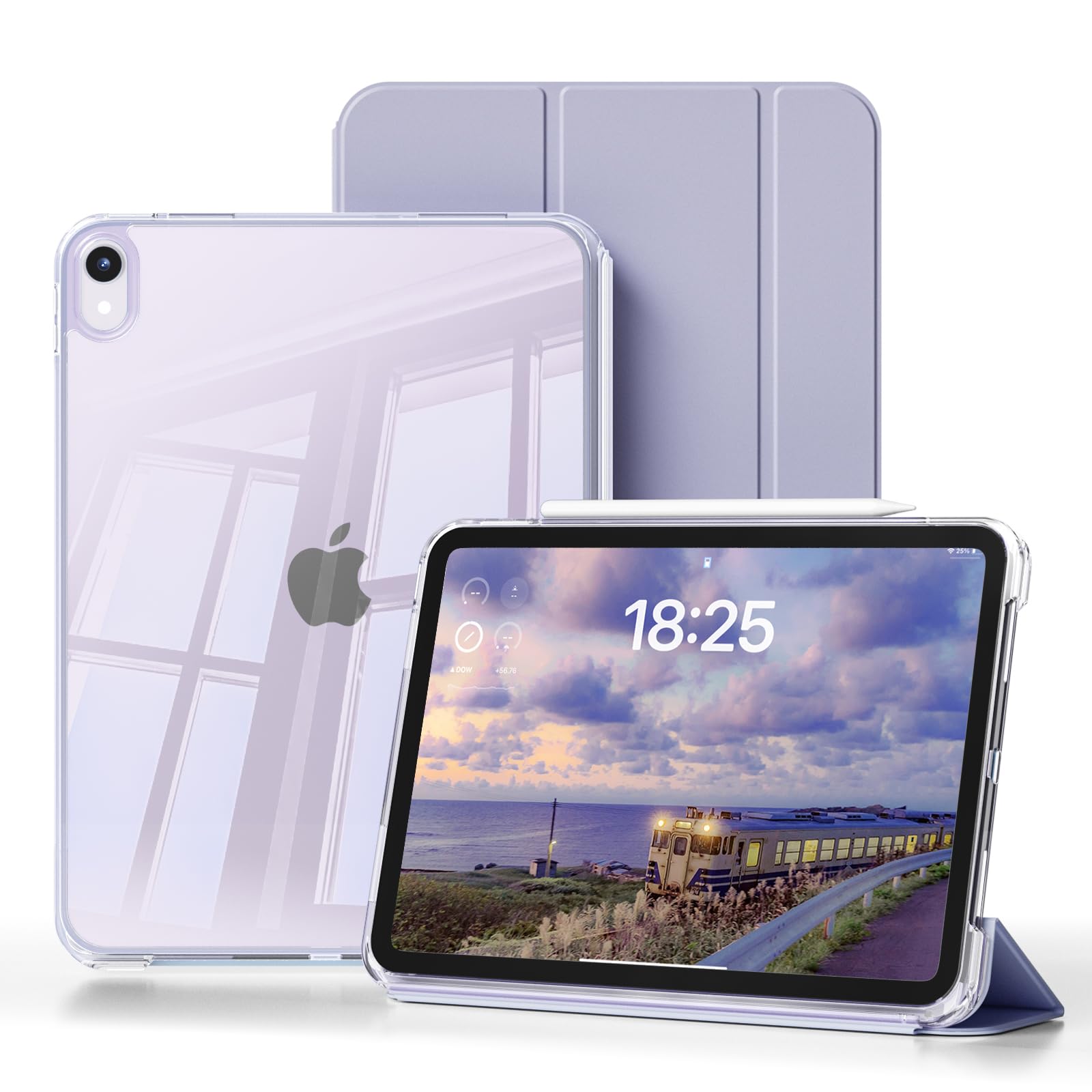JKSML Hülle für iPad Air 11 Zoll M4/M3/M2 (2026/2025/2024), iPad Air 5/4. Generation 10,9 Zoll (2022/2020), 2 in 1 Abnehmbare Abdeckung mit Schiebeschublade,Transparente Rückseite (Violett)