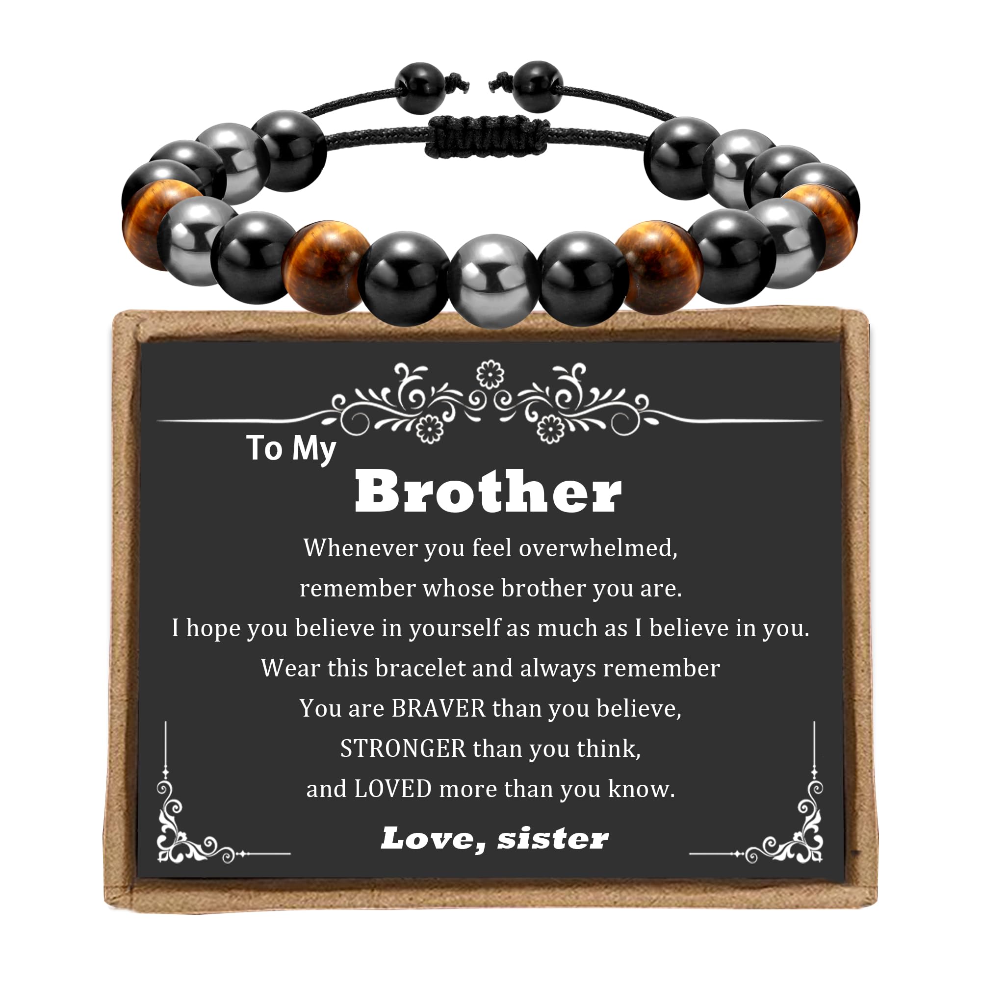 Valentines Day Gifts for Men Boys as Happy Birthday Gifts for Him, Adjustable Beaded Bracelets for Boys Gifts for Men Teens Son Grandson Boyfriend Step Dad Friends Brother