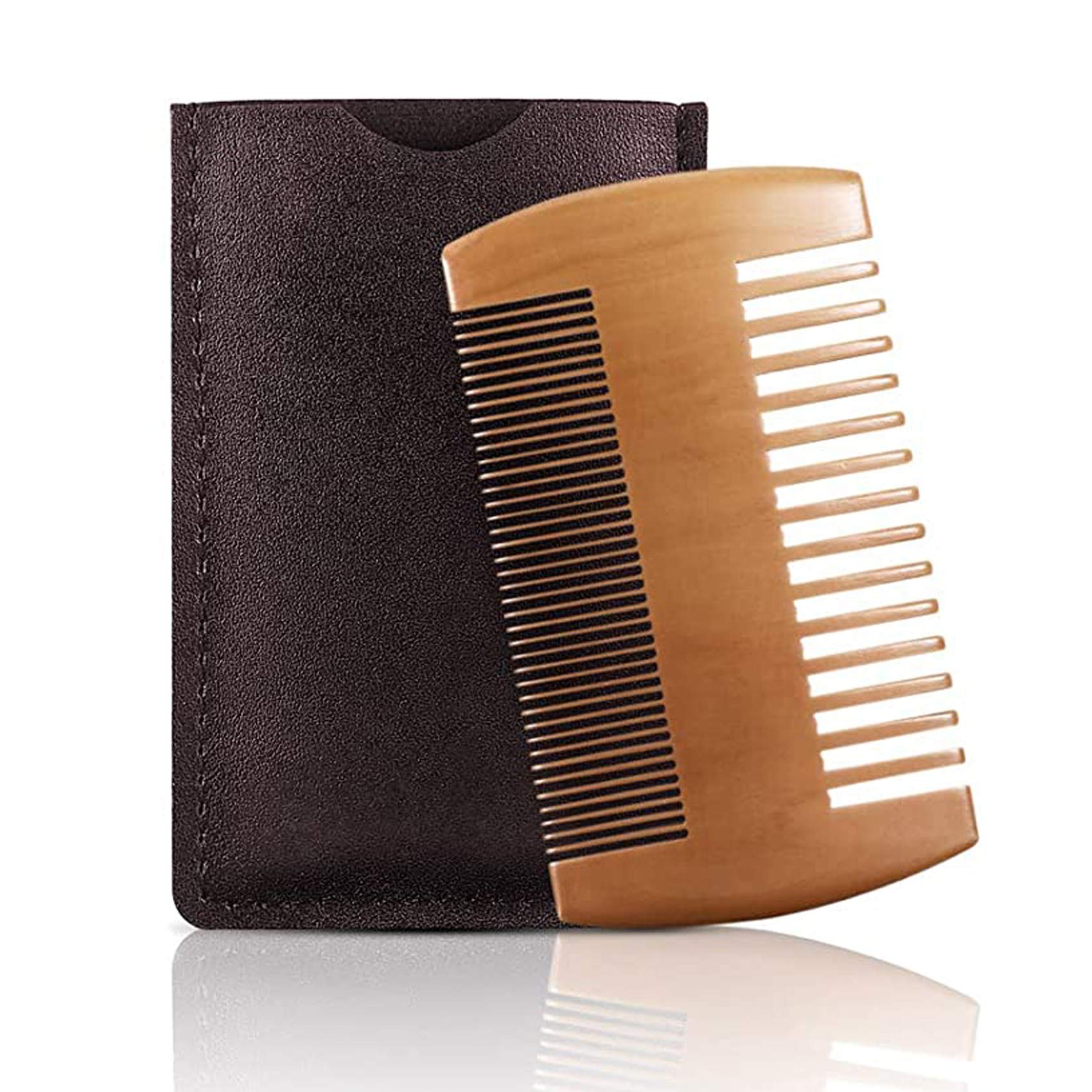 Rpanle Wooden Beard Comb, Natural Peach Wood Moustache Grooming Comb Anti-static Double Sided Pocket Comb For Men