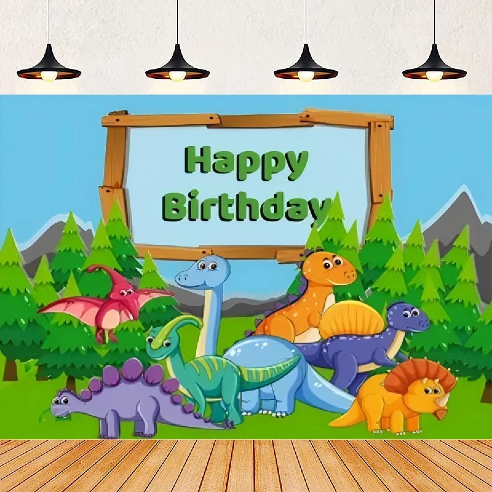 Zdjęcie tła akwarela dżungla dinozaur dekoracje przyjęcie urodzinowe dla dziecka motyw plakat ścienny baner