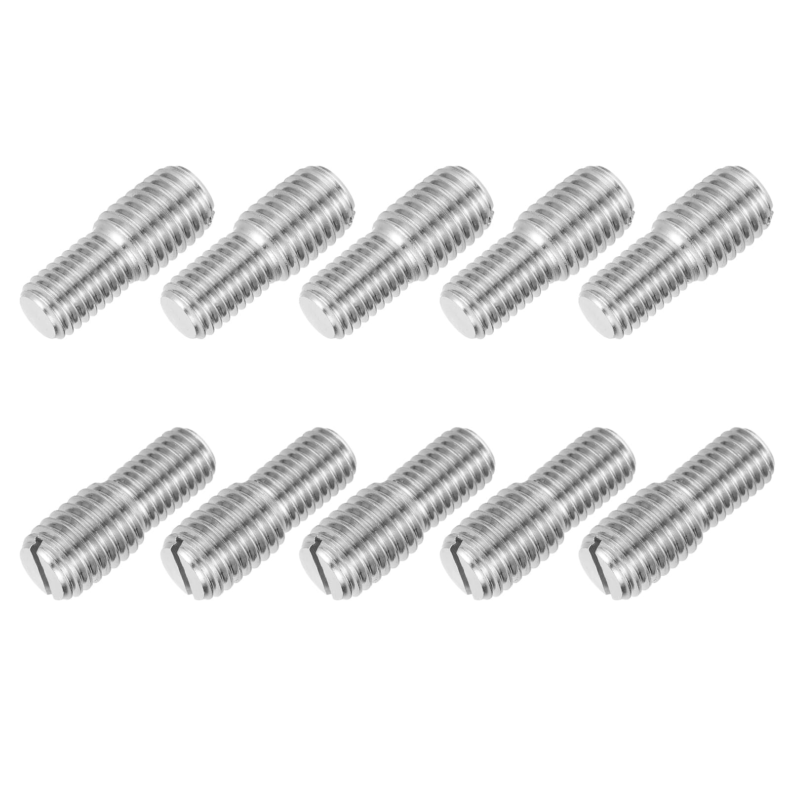 PATIKIL M10x15 to M12x15 Double End Threaded Stud Screw Bolt, 10 Pack Slotted Head 304 Stainless Steel Rod Bolts Thread Reducer Adapter for Furniture Fastener, 31mm Long