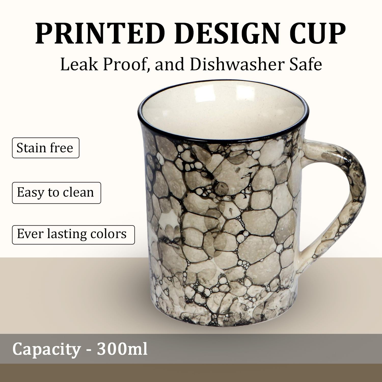 RAJ ROYAL Ceramic Pebbles Printed Design Big Cup Set for Green Tea Coffee Milk Mug Kulhad Tea Cups for Girlfriend Boyfriend Best Friend Kids Couples Gift Item (Set of 1) - Image 6 thumbnail