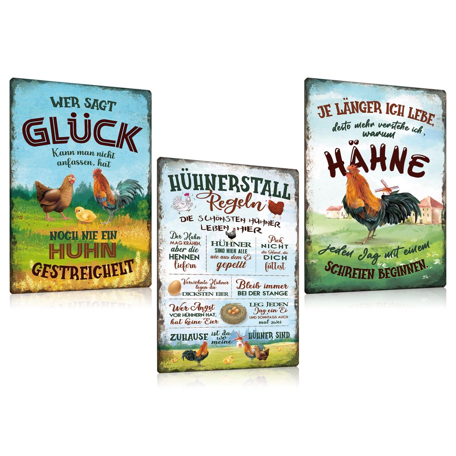 LANOLU Retro Blechschild Vorsicht Hühner, Hühner Zubehör, lustige Schilder mit Sprüchen, vintage Metallschilder Huhn Deko für den LANOLU Retro Blechschild Vorsicht Hühner, Hühner Zubehör, lustige Schilder mit Sprüchen, vintage Metallschilder Huhn Deko für den