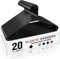 Vista 5 de HOUSE DAY Paquete de 10 perchas de plástico color negro, perchas de plástico con ganchos integrados, percha duradera y fuerte para armario, ahorro