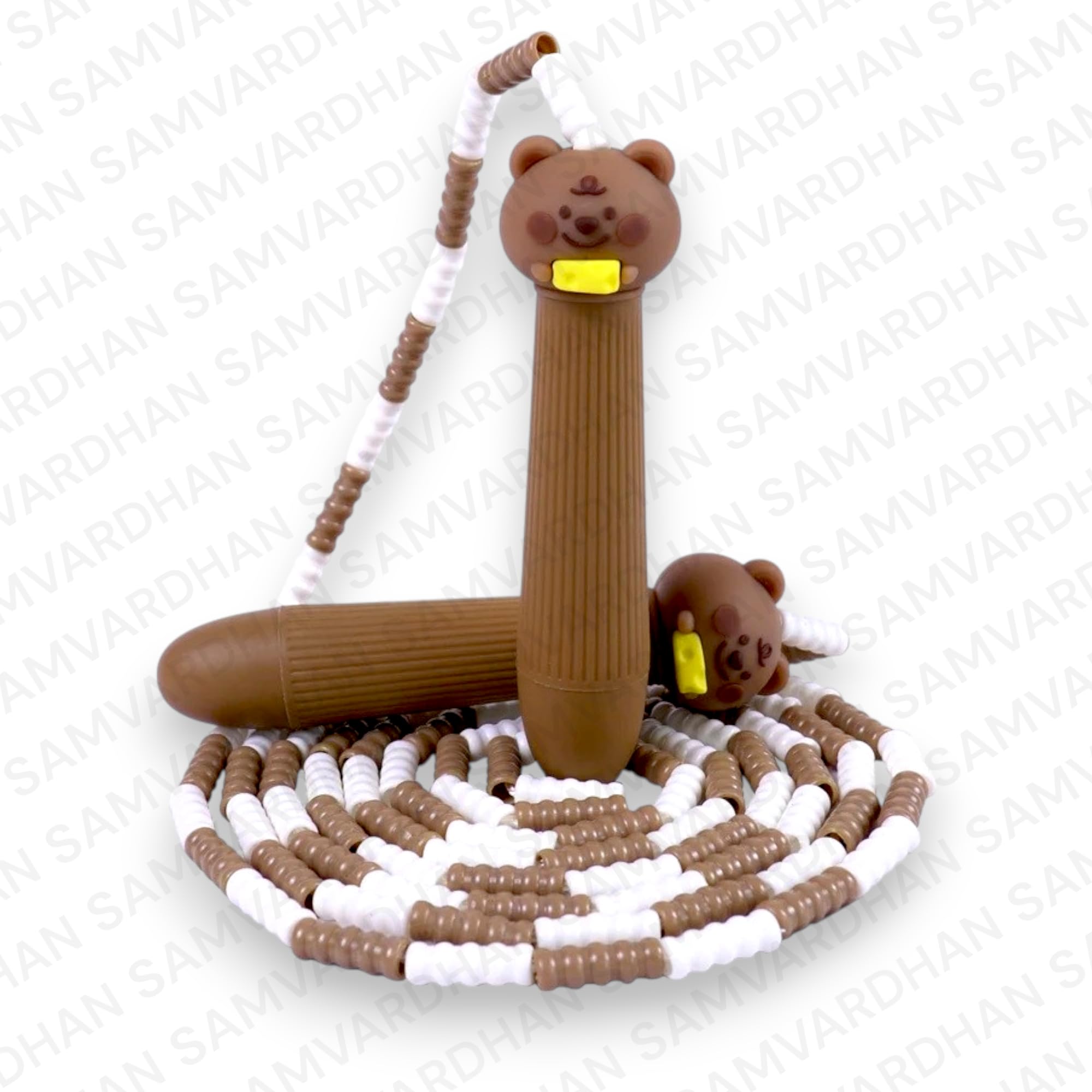SAMVARDHAN Kids Skipping Rope Jump Rope, 6.5 Ft Adjustable Pvc Animal Theme Skipping Rope For Boys And Girls Fitness Kids Jump Rope with Cute Handles (Bear Cheese Brown)