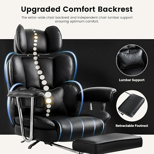 IWMH Chaise de Bureau Ergonomique avec Repose-Pieds et Soutien Lombaire - 8