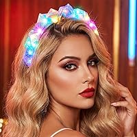 Vista 3 de BARTOSI Diademas iluminadas con luz LED, diadema brillante, accesorios para el cabello para mujeres y niñas