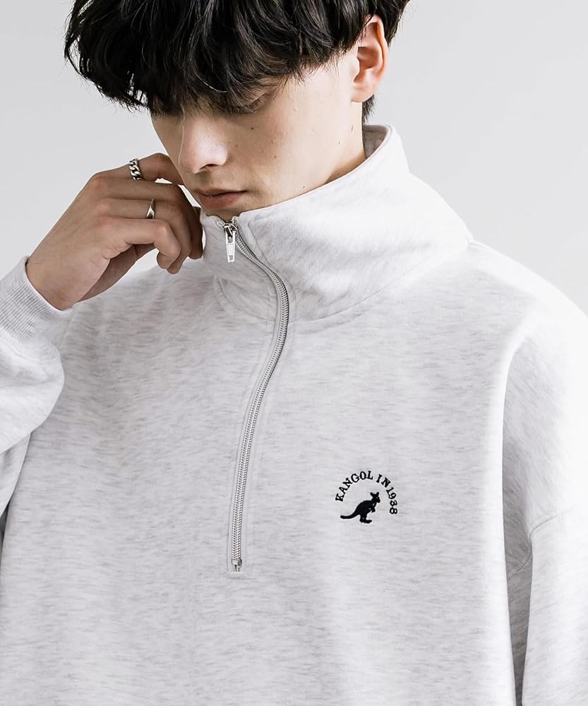 KANGOL カンゴール　ロゴ刺繍　総柄　ハイネック　ジップ　長袖　ニット KANGOL セーター ニット 「別注」KANGOL カンゴール ブランド