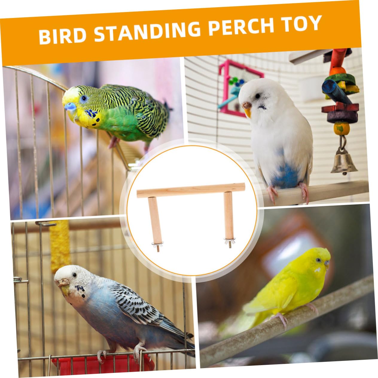 HANABASS 10piezas Soporte De Percha para Aves De Madera Natural De Juguete para Periquitos y Loros para Jaulas De Aves Estable y Duradero