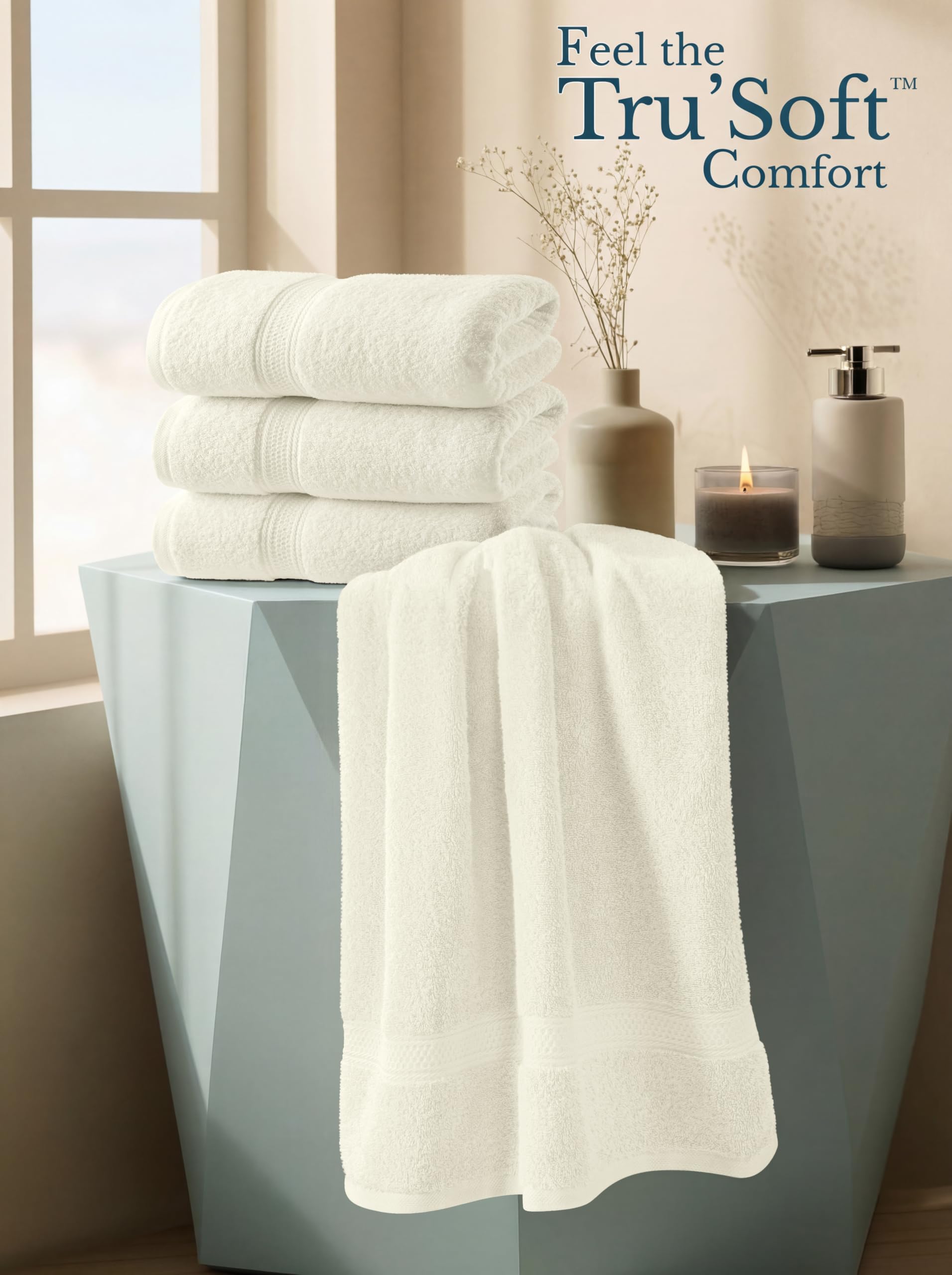 Utopia Towels Premium-Badetücher, 68 x 137 cm, 100% ringgesponnene Baumwolle, 600 g/m², leichte und sehr saugfähige, schnell trocknende Handtücher, perfekt für den täglichen Gebrauch, Elfenbein, 4