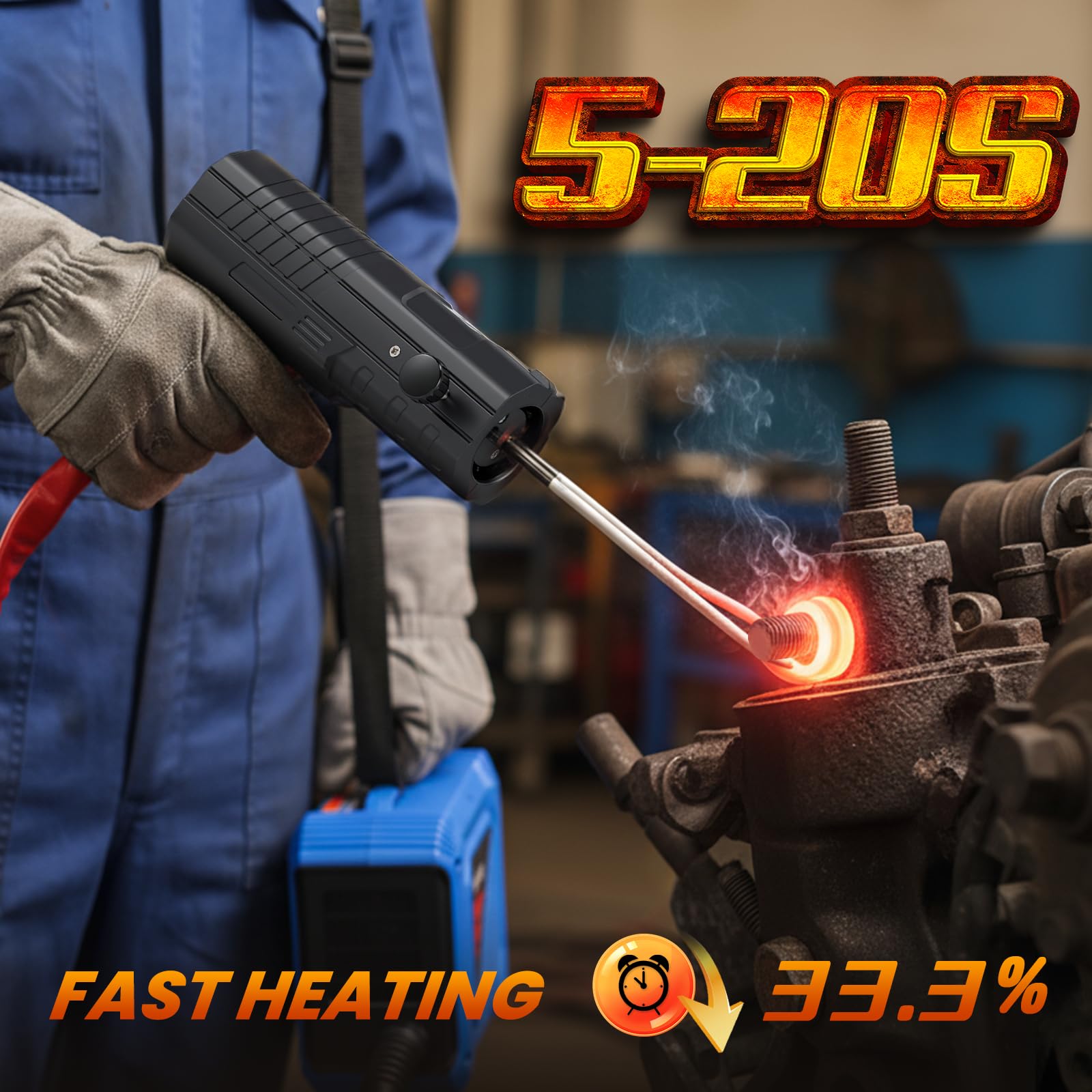 NEWTRY Magnetinduktionsheizgerät-Set 1800W 8 Spulen Bolzenlöser Rost Auto | Leistungsstark, flammenlos, rostige Muttern, Schrauben, Bolzen entfernen, langlebig, für Kfz-Werkstatt, hohe Effizienz, 220V