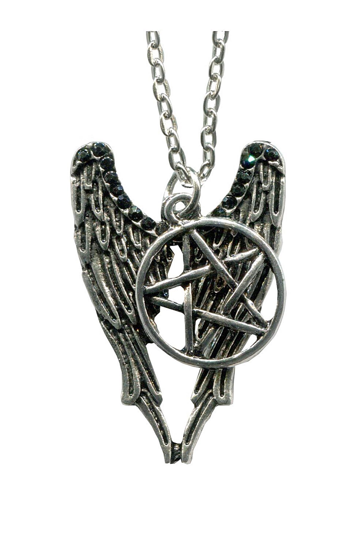 Supernaturals Castiel Wings Silvertone Pendant Necklace