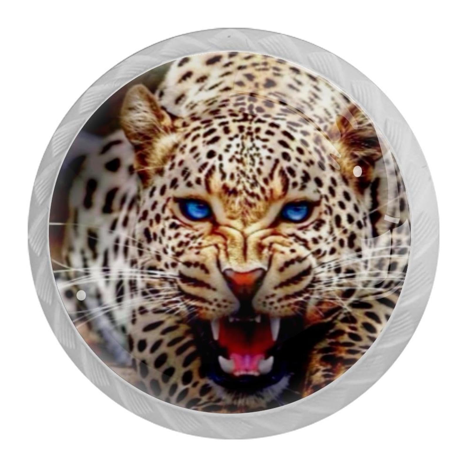 Tqmspg 4 Pieces Drawer Pulls Leopard Door Knobs Dresser Handles for Kitchen Wardrobe Cupboard Hardware Furniture