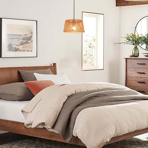 Miniatura 9 de Lámpara colgante de ratán, lámpara colgante bohemia para isla de cocina, lámparas de techo de mimbre tejido a mano, candelabro de ratán natural