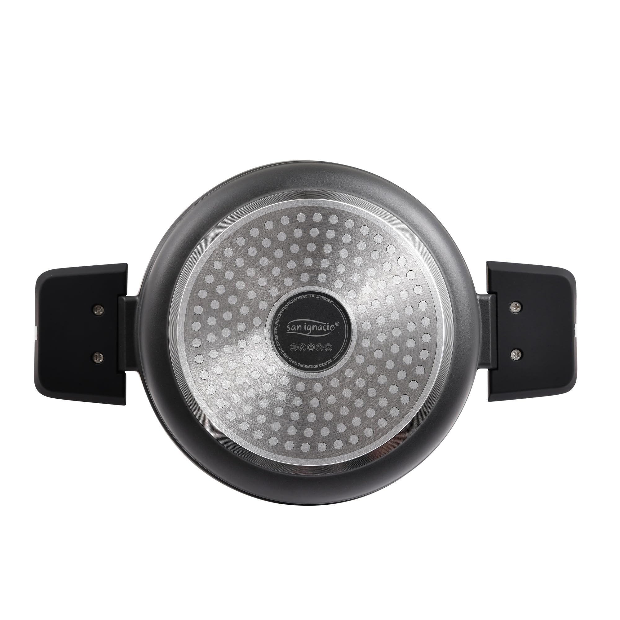 San Ignacio Bistro Grey - Cacerola con Tapa de 20cm - Fabricada en Aluminio Fundido - Interior En Acero Quantanium - Exterior En Negro Mate - Punto Inducción - Mango Soft Touch Negro