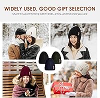 Vista 7 de SENPUKI Gorros de punto de invierno para mujer, gorro grueso para la nieve