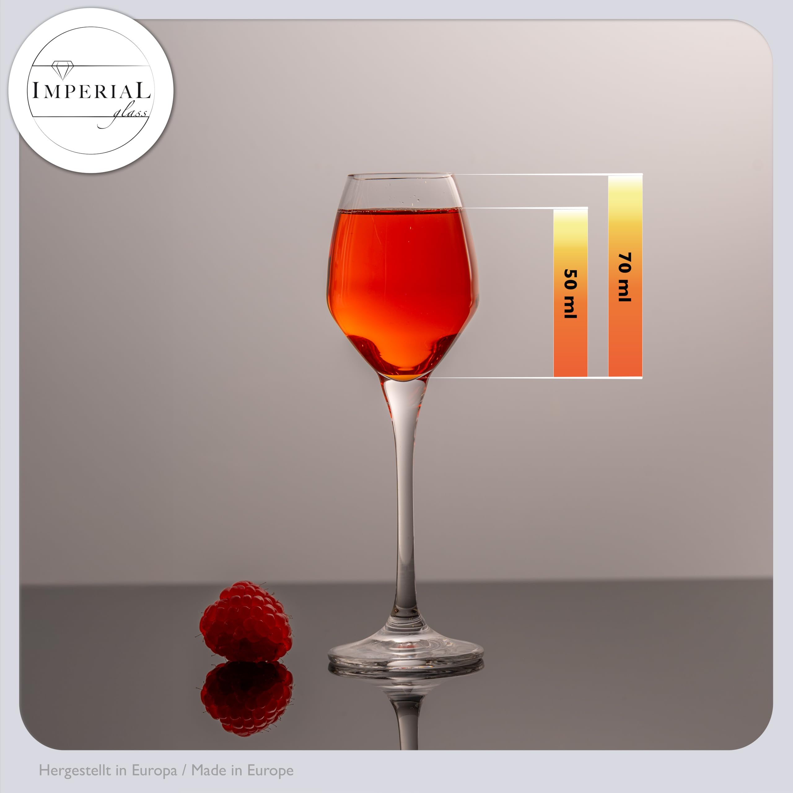Imperial Rome Lot de 6 verres à liqueur 70 ml – Verre à liqueur avec pied – En verre Crystalline – Passe au lave-vaisselle – Léger et transparent – Forme de tulipe classique
