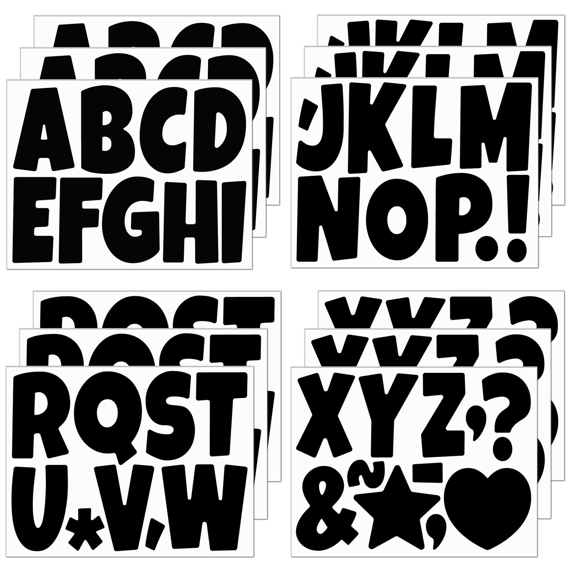 Photo 1 of 117 Pcs Bulletin Board Letters Large Letter Stickers 4 Inch Self Adhesive Vinyl Waterproof Alphabet Stickers for Poster Board Letters Mailbox Classroom School Home Decor (12, Black)