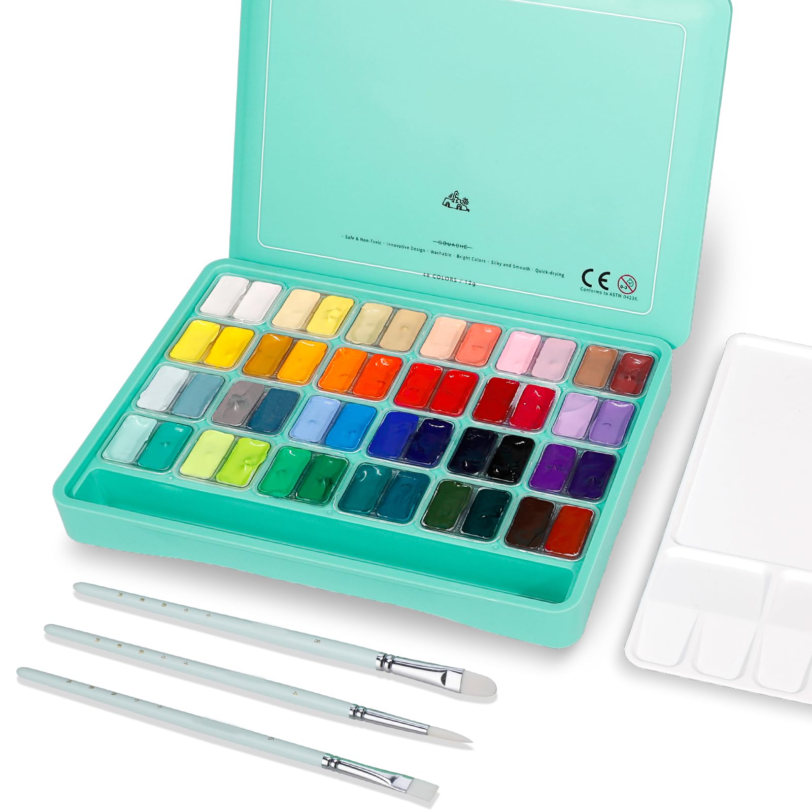 Gouache non toxique HIMI 48 nuances de 12ml au design gelée anti-dessèchement