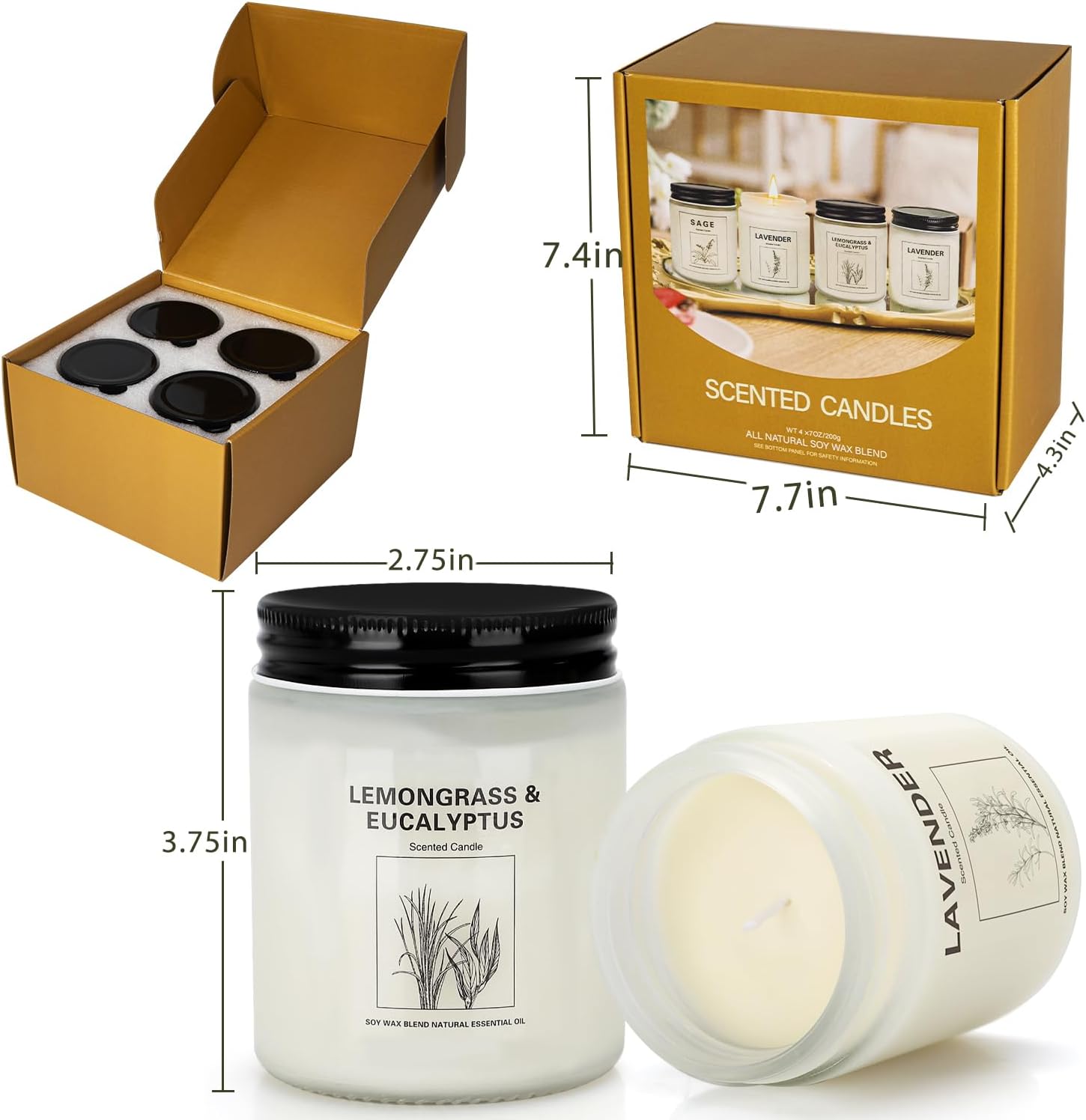 Juego De 4 Velas Negro, Blanco Y Amarillo New York | Maisons Du Monde