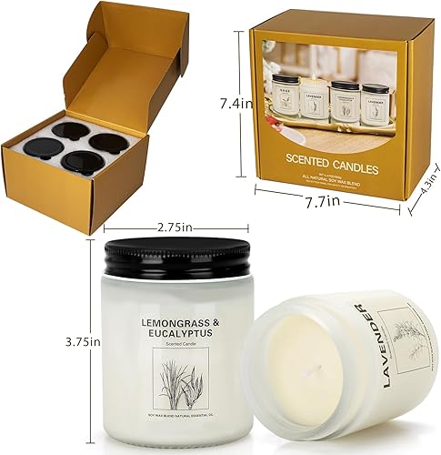 Miniatura 5 de Paquete de 4 velas aromáticas para el hogar, juego de velas de larga duración de 28 onzas y 200 horas, velas de salvia para limpiar la casa y velas